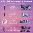 UDH Wireless Gaming Headset 2.4GHz for PS5/PS4/PC/Switch - Bluetooth 5.3 Headphones with Noise-Canceling Mic, 7.1 Surround Sound, 70H Battery Life, RGB Lights, Foldable, Portable-Pink