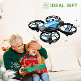 4DRC V8 Mini Drone, Suitable for Children and Beginners, 3 Batteries and Storage Bag， Height Hold, Headless Mode, 3D Flip and Auto Hover, Blue