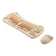 Wireless Ergonomic Keyboard and Mouse Combo - Cute Cat Design, Plug & Play USB Receiver, 1600 DPI Precision(Brown)