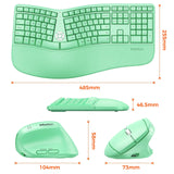 MEETION Wireless Keyboard and Mouse Combo, Green Ergonomic Split Design, Rechargeable Keyboard & Vertical Mouse for Windows/Mac