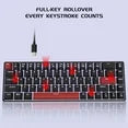 FFN 68-Key 60% Mechanical Gaming Keyboard with Red Switches-Compact Design with Detachable Type-C Cable,LED Backlit for Gaming Smooth,Compatible with Win/Mac/Linux/PC/Laptop-Black