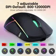 FFN Wireless Gaming Mouse,Colorful 9 Backlight,16000 DPI,75H Battery Standby,3 Mode USB-C/2.4G/Dual Bluetooth 5.0 Portable Rechargeable Gaming Mice for PC/PS5/Mac Computer and Laptop/Tablet-Black
