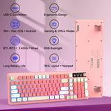 FFN Wireless Gaming Keyboard with Knob, 99 Keys Compact RGB Backlit, Tri-Mode BT5.0/2.4GHz/USB-C Wired, Rechargeable Membrane Keyboard with Long Battery Life for Win/Mac/iOS/Android