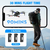 581 AUOSHI Drones with Camera for Adults 6K, 1080P FPV RC Quadcopter for Kids Beginners with 3 Batteries, Foldable, Brushless Motor, 3D Flips,One Key Take off/Land, Black