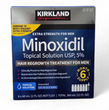 (6 Pack) Kirkland Minoxidil for Men Hair Regrowth Treatment, Liquid Extra Strength 5% Topical Solution, 6 Months Supply - Dropper Applicator included